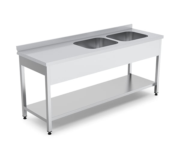 Spalator cu 2 cuve in dreapta si polita 1400x700 mm 3 - Echipamente Horeca Spalator cu 2 cuve in dreapta si polita 1400x700 mm