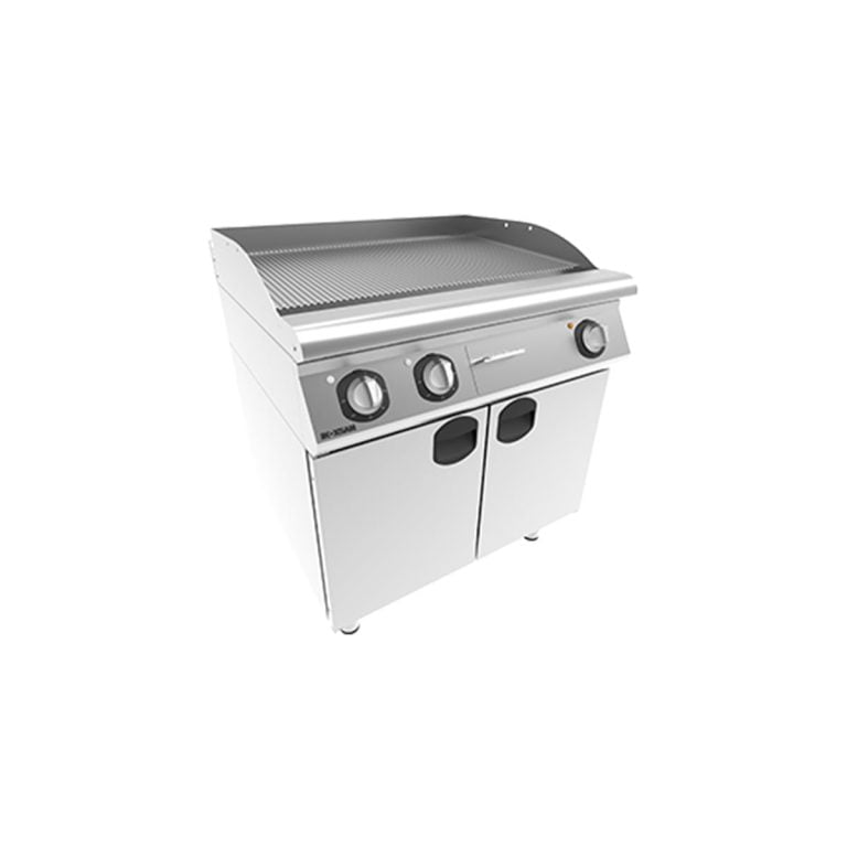Fry-top dublu striat electric cu  suport inchis